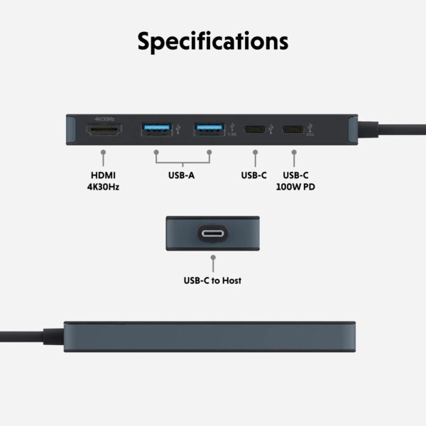 Cổng Chuyển HyperDrive (USA) Flex 5 ports USB-C hub - HD4101